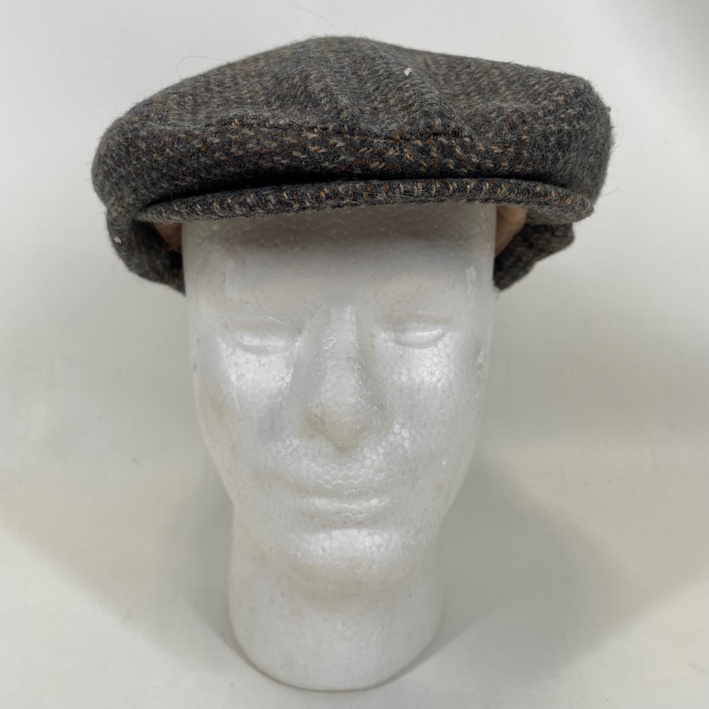 Stetson Equalizer Brown Wool Blend Tweed Flat Cap Ivy Driving Hat Size S 6 7/8